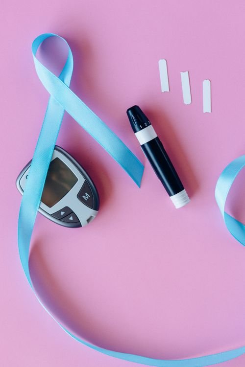 Cinta azul de concientización sobre diabetes